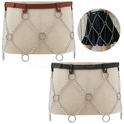 2Pcs 2 Colors Imitation Leather Chain Belt AJEW-WR0002-06-1
