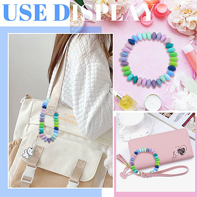 160Pcs 16 Colors Rondelle Food Grade Eco-Friendly Silicone Abacus Beads SIL-CA0003-17-1