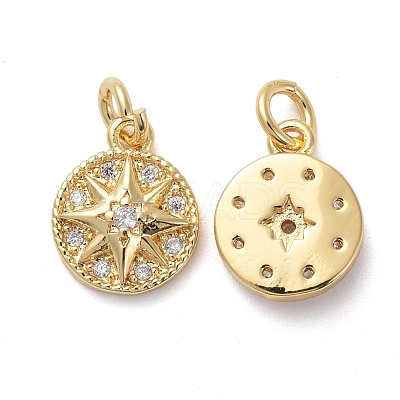 Brass Micro Pave Clear Cubic Zirconia Charms KK-I658-03G-1