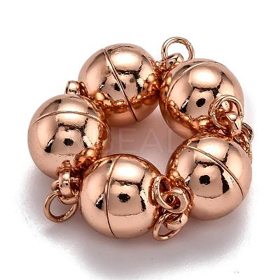 Rack Plating Brass Magnetic Clasps with Loops KK-F801-03A-RG-1