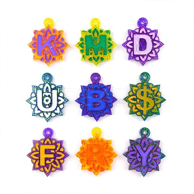 26 Letters & Ampersand Flower Pendant Silicone Mold DIY-O008-01-1