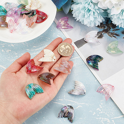 24Pcs 12 Colors Grandient Color Resin Pendants RESI-OC0001-55-1