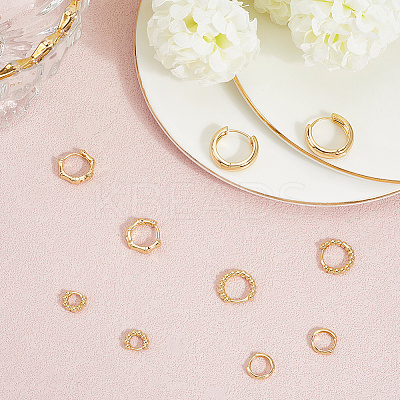 5 Pairs 5 Style Rack Plating Round Brass Hoop Earrings for Women EJEW-BBC0001-98-1
