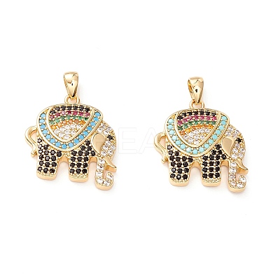 Brass Micro Pave Colorful Cubic Zirconia Pendants X-ZIRC-Z019-14G-NR-1