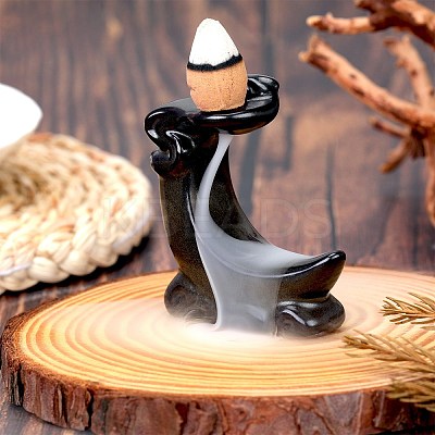 Moon Shape Ceramics Ornaments Backflow Incense Mini Incense Burner Decorative Gifts JX862A-1
