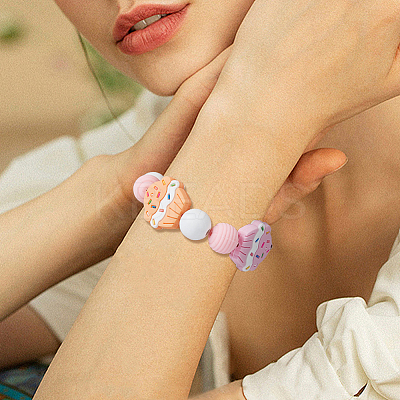 20Pcs 10 Colors Cup Cake Food Grade Eco-Friendly Silicone Beads SIL-DC0001-71-1