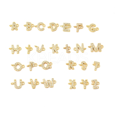 26Pcs 26 Styles Brass Micro Pave Clear Cubic Zirconia Connector Charms KK-H252-01G-1