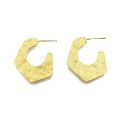 Rack Plating Brass Pentagon Stud Earrings EJEW-G322-18MG-1