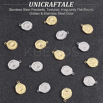 16Pcs 2 Colors 304 Stainless Steel Pendants STAS-UN0038-31-1