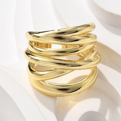 Brass Multi-layer Cuff Finger Rings RJEW-C120-03G-1