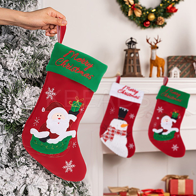 4Pcs 4 Style Cloth Christmas Stocking Hanging Decoration AJEW-WR0001-76-1