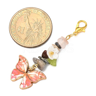8Pcs Butterfly Alloy Enamel Pendant Decorations HJEW-JM04157-1