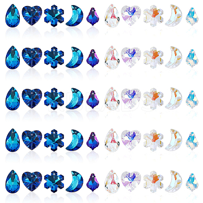 50Pcs 10 Styles Glass Pendants GLAA-GA0002-23-1