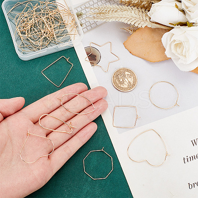 36pcs 9 style Brass Hoop Earring Findings KK-PH0005-99-1