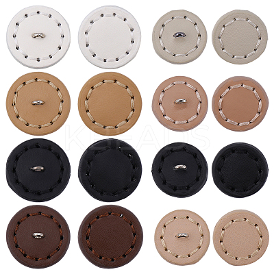 16Pcs 8 Colors 1-Hole Imitation Leather Shank Buttons BUTT-CL0001-04-1