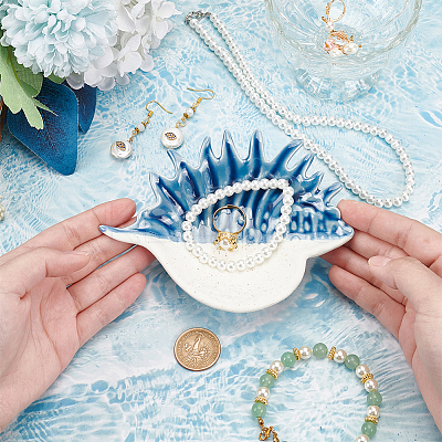 Conch Shape Ceramic Jewelry Plates AJEW-WH0083-92A-1