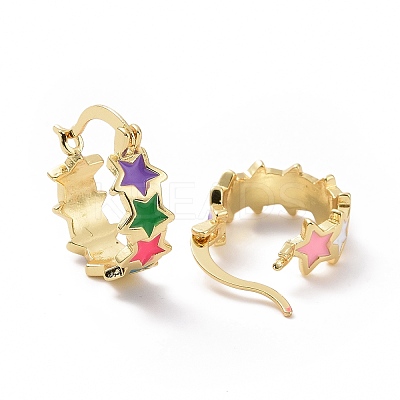 Colorful Enamel Star Wrap Hoop Earrings EJEW-I280-08G-1