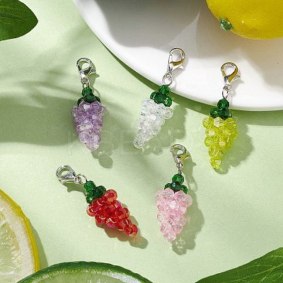 Grape Glass Pendant Decoration HJEW-JM02594-1