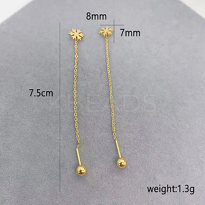 304 Stainless Steel Snowflake Ear Threader Earrings TA7619-1