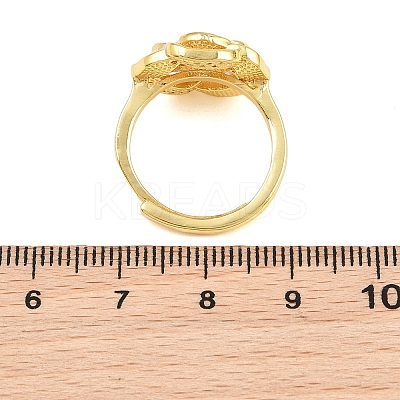 Flower Brass Micro Pave Cubic Zirconia & Enamel Cuff Ring Settings KK-CBAC351-06G-05-1