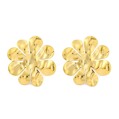 Ion Plating(IP) 304 Stainless Steel Flower Stud Earrings EJEW-D281-18G-1