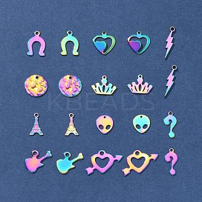 20Pcs 10 Styles 304 & 201 Stainless Steel Charms STAS-FS0001-42-1