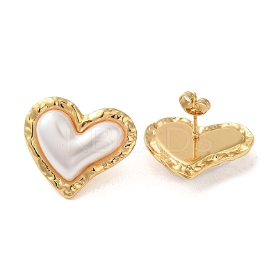 Texture Heart 304 Stainless Steel Stud Earrings LS-EJEW-U003-28G-1