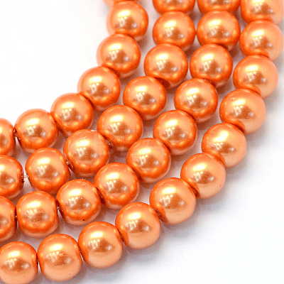 Baking Paint Pearlized Glass Pearl Round Bead Strands X-HY-Q003-10mm-36-1