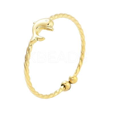 Real 18K Gold Plated 304 Stainless Steel Open Cuff Rings for Women RJEW-B061-02G-04-1