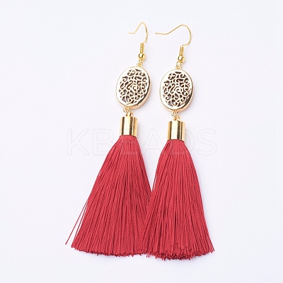 Ice Silk Thread Tassel Dangle Earrings EJEW-P142-B06-1