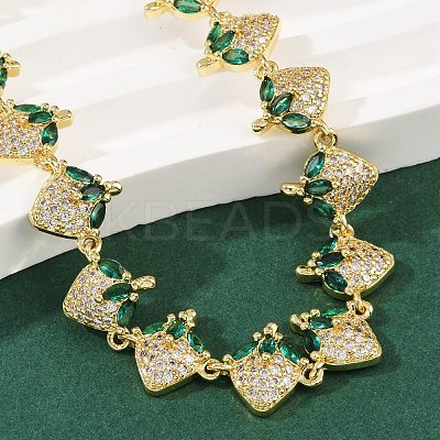 Brass Micro Pave Cubic Zirconia Link Bracelets for Women BJEW-Z126-05G-01-1