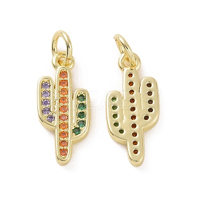 Brass Micro Pave Colorful Cubic Zirconia Pendants KK-E068-VF151-1