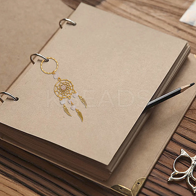 12Pcs Woven Net/Web with Feather Natural & Synthetic Gemstone Pendant Keychain KEYC-PH0001-80-1