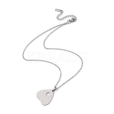 Non-Tarnish Hollow Heart 304 Stainless Steel Pendant Necklaces LS-NJEW-C033-01A-P-1