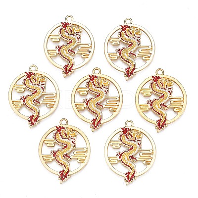 Rack Plating Alloy Enamel Pendants X-ENAM-N055-079-1