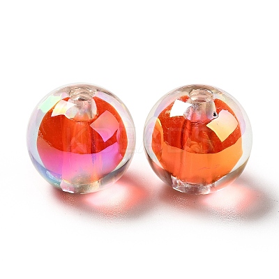 Two Tone UV Plating Rainbow Iridescent Acrylic Beads TACR-D010-03A-08-1