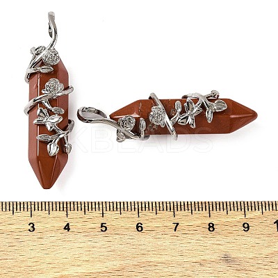 Natural Red Jasper Double Terminal Pointed Pendants G-C144-03P-03-1