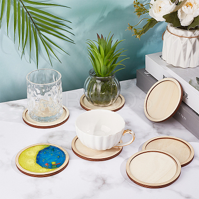 Poplar Plywood Coaster AJEW-WH0596-043-1