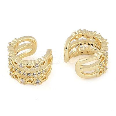Brass Micro Pave Clear Cubic Zirconia Cuff Earring for Women EJEW-S225-19G-02-1
