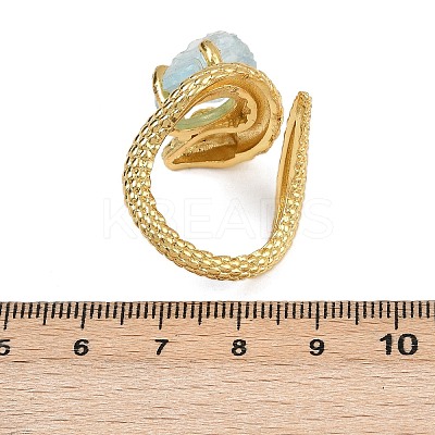Snake Natural Aquamarine Open Cuff Rings RJEW-K286-10G-03-1