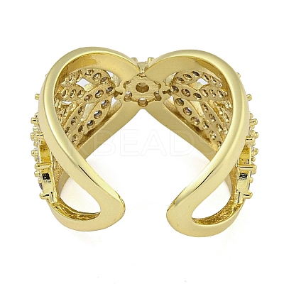 Infinity Brass Micro Pave Clear Cubic Zirconia Open Cuff Rings RJEW-Z046-05G-02-1