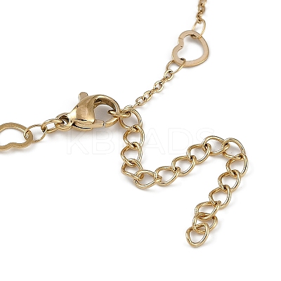 304 Stainless Steel Heart Link Chains Anklets AJEW-A057-09A-G-1