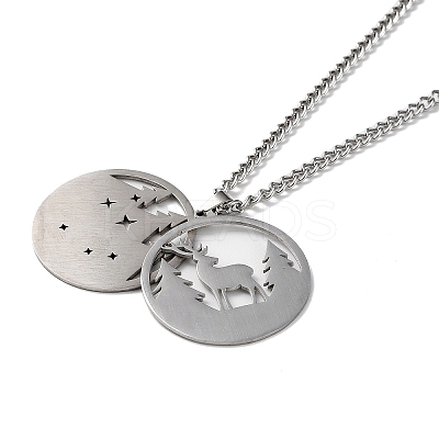 Non-Tarnish 304 Stainless Steel Double Layer Pendant Necklaces NJEW-D047-02P-1