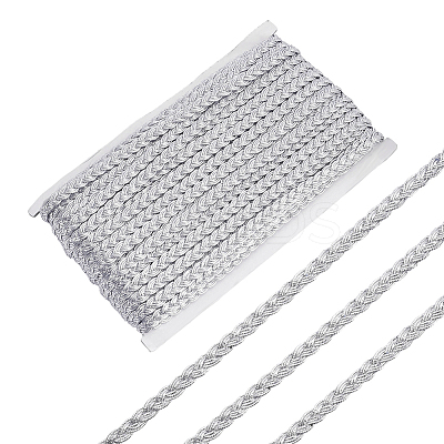 Metallic Polyester Braided Lace Trim OCOR-WH0678-20A-1
