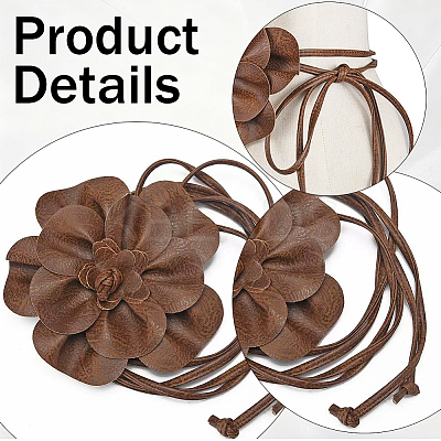 Flower PU Leather Wrap Waist Belts for Women AJEW-WH20816-058D-1