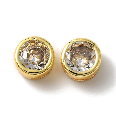 Rack Plating Brass Micro Pave Cubic Zirconia Slide Charms KK-C020-13G-1