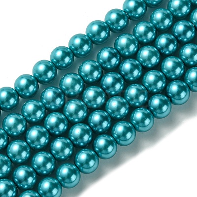 Eco-Friendly Dyed Glass Pearl Round Bead Strands HY-A002-8mm-RB073-1