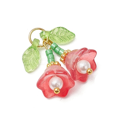 6Pcs 6 Colors Transparent Glass Pendants PALLOY-MZ00740-1