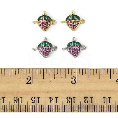 4Pcs 2 Colors Brass Pave Cubic Zirconia Fruit Connector Charms KK-FS0001-73B-1