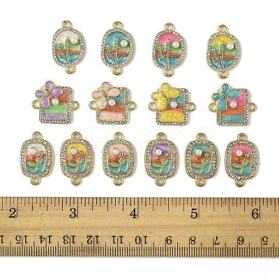 30Pcs 3 Styles Alloy Crystal Rhinestone and ABS Imitation Pearl Connector Charms ENAM-FS0003-71G-1